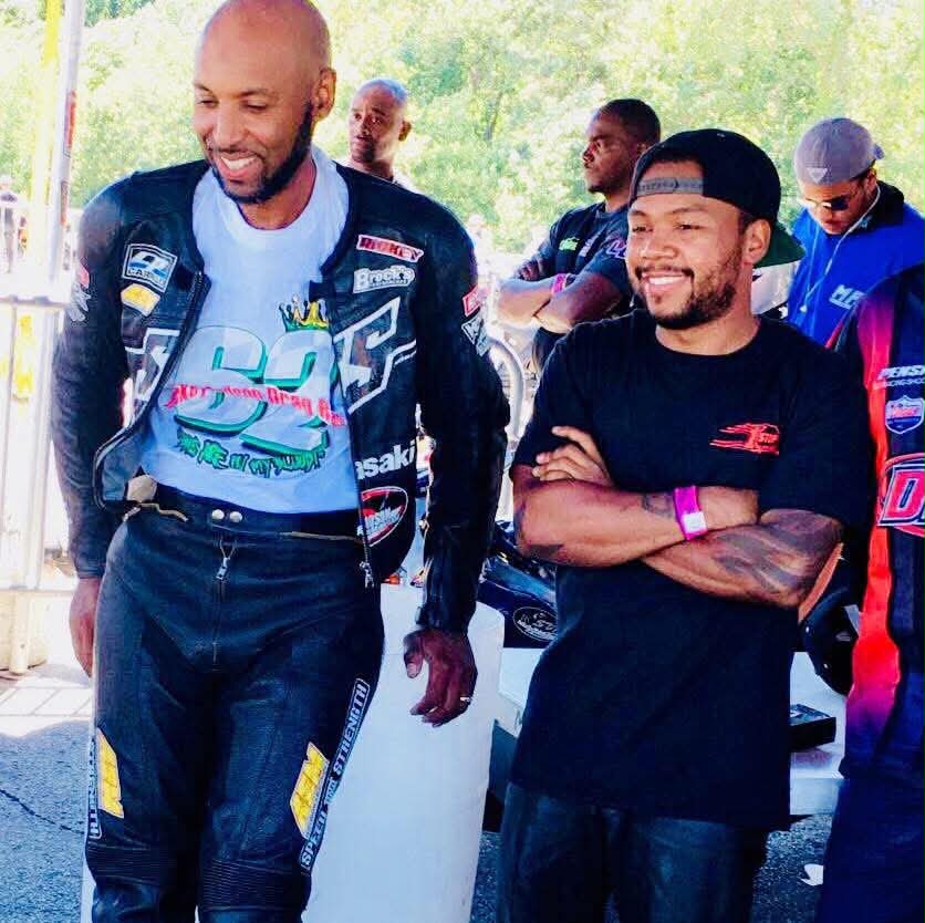 Richard Gadson trackside with his uncle, drag racing legend Rickey Gadson